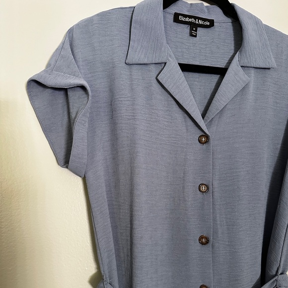 Collared Blue Button Up Dress - Picture 6 of 6